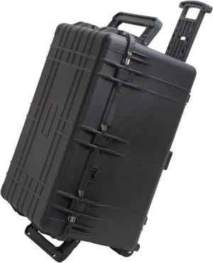 MEIJIA Portable Waterproof Protective Case,Hard Camera Case With Retractable Pull Handle And Rolling Wheels,Customizable Fit Foam Inserted,Elegant Black, 31.3" X24.21" X17.48"