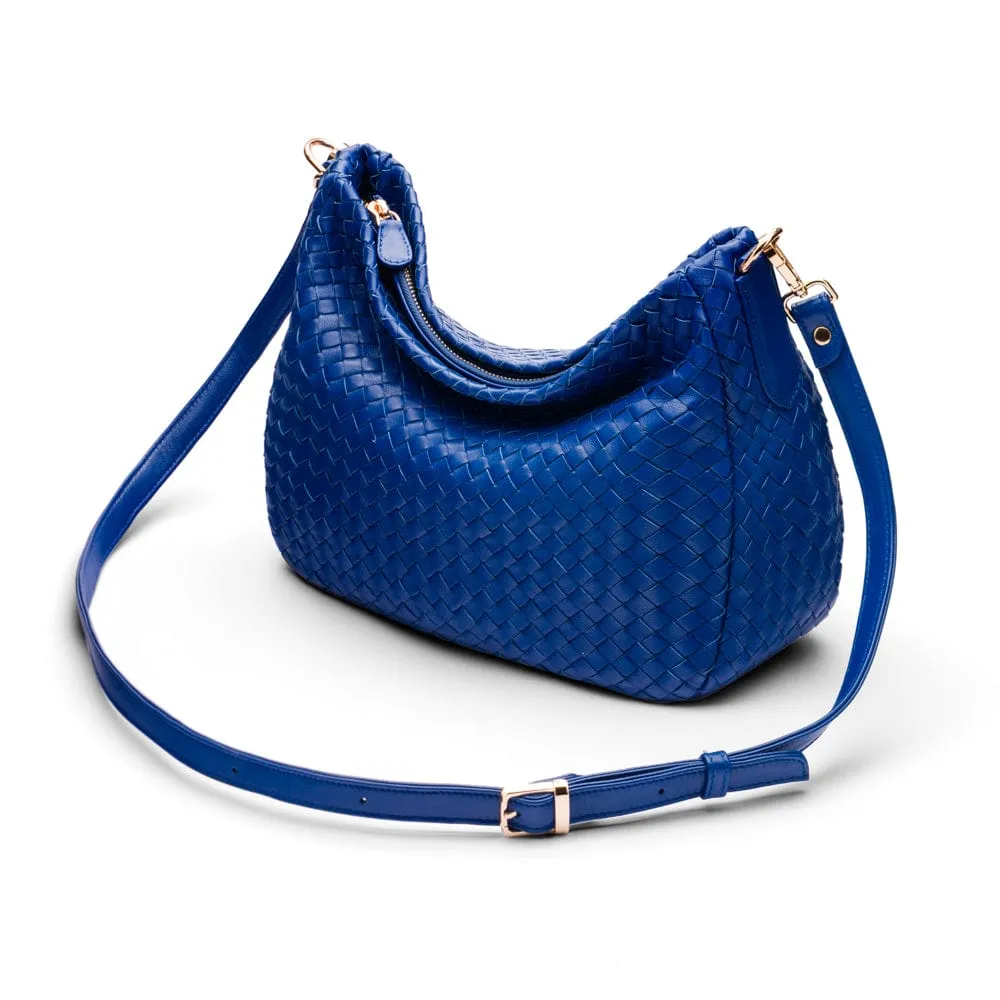 Melissa Slouchy Leather Woven Bag - Cobalt
