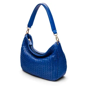 Melissa Slouchy Leather Woven Bag - Cobalt