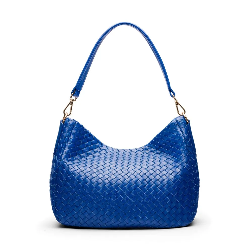 Melissa Slouchy Leather Woven Bag - Cobalt