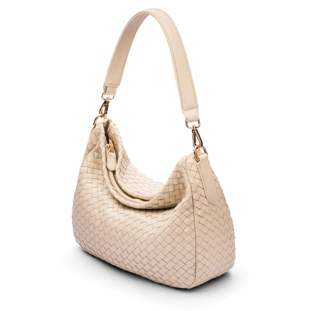 Melissa Slouchy Leather Woven Bag - Ivory