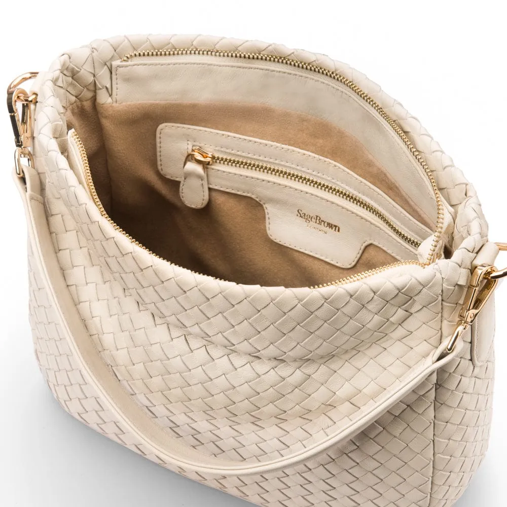 Melissa Slouchy Leather Woven Bag - Ivory