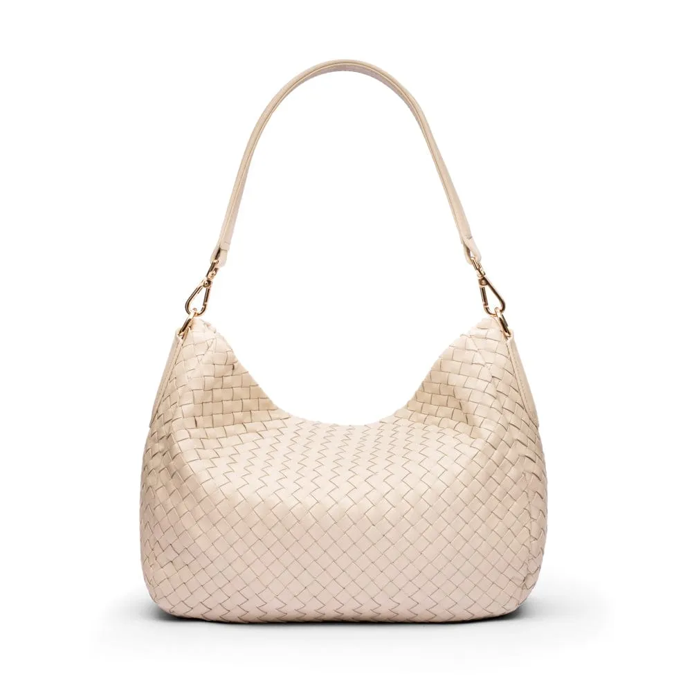 Melissa Slouchy Leather Woven Bag - Ivory
