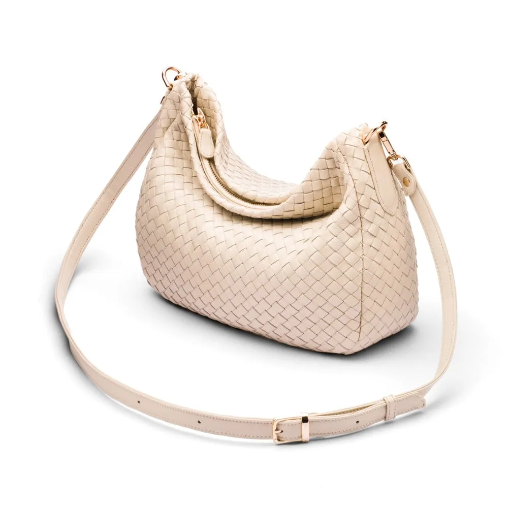 Melissa Slouchy Leather Woven Bag - Ivory