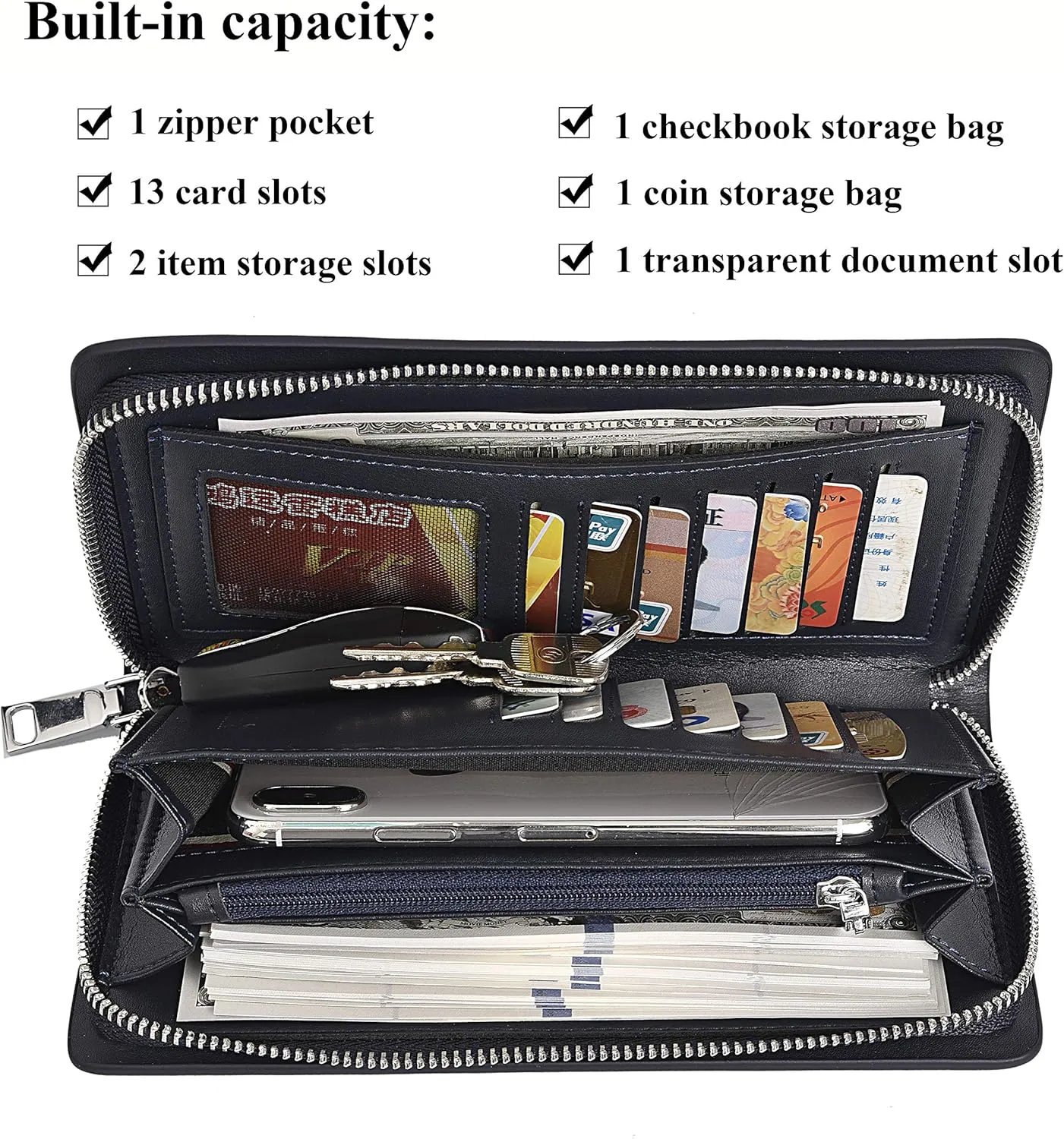 Men Clutch Bag Genuine Leather Wallet Long Purse Business Card Holder Case…