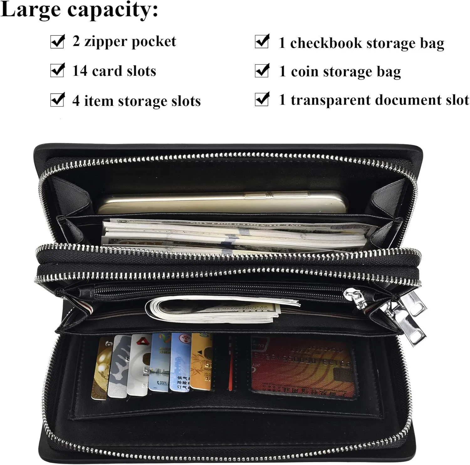 Men Clutch Bag Genuine Leather Wallet Long Purse Business Card Holder Case…