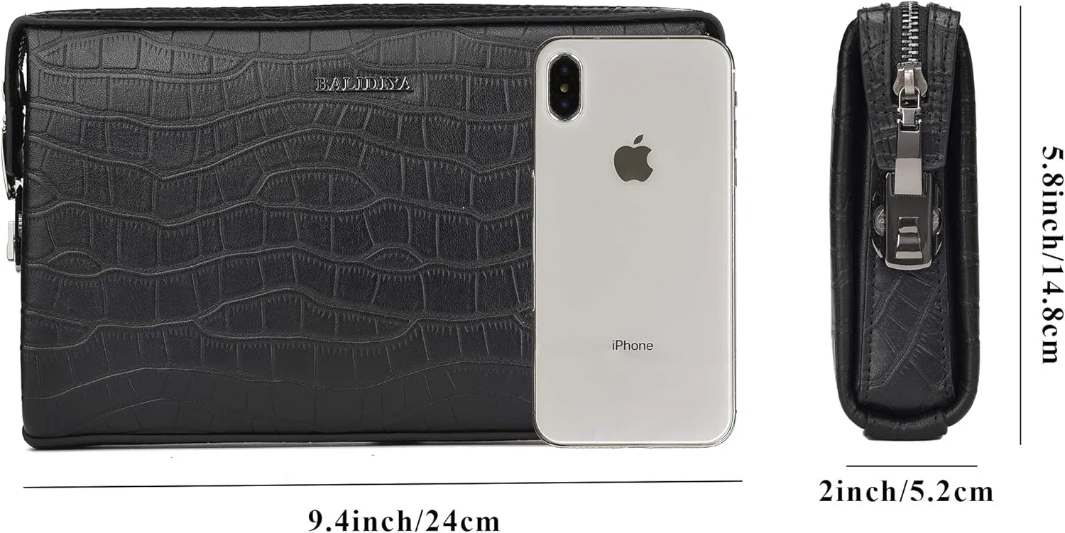 Men Clutch Bags Genuine Leather Purse Wallet Large Capacity Business Card Organizer Purse…