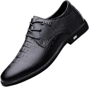 Men Low Top Non-Slip Casual Oxfords Formal Business Lace up Shoes Mens Retro Crocodile Print Brogue Shoes