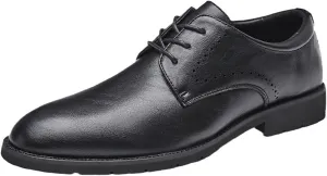 Men Oxfords Men's Fashion Classic Pointed Toe Shoes, Lace Up Low Top Leather Dress Shoes Brogue Tuxedo Elegant Wedding Business Formal Comfortable