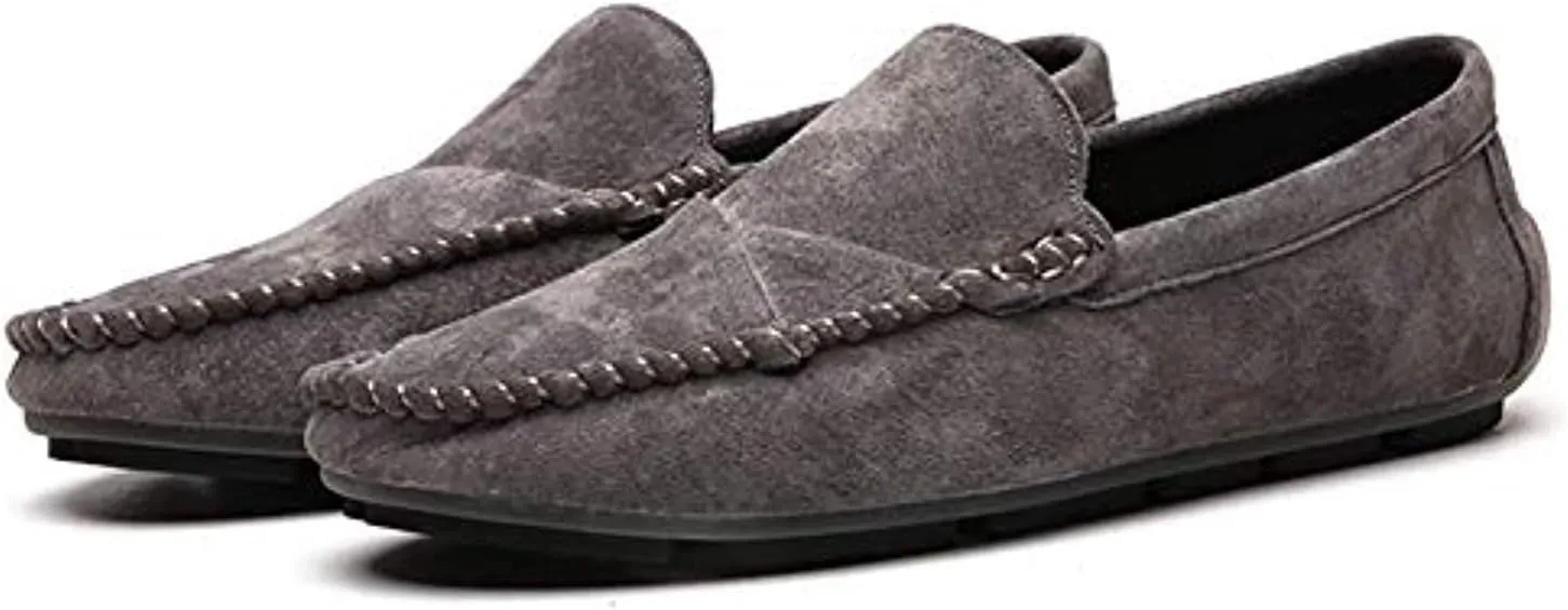 Men Suede Driving Comfort Loafers Brogue Casual Walking Flat Moccasin Business Classic Dress Boat Shoes