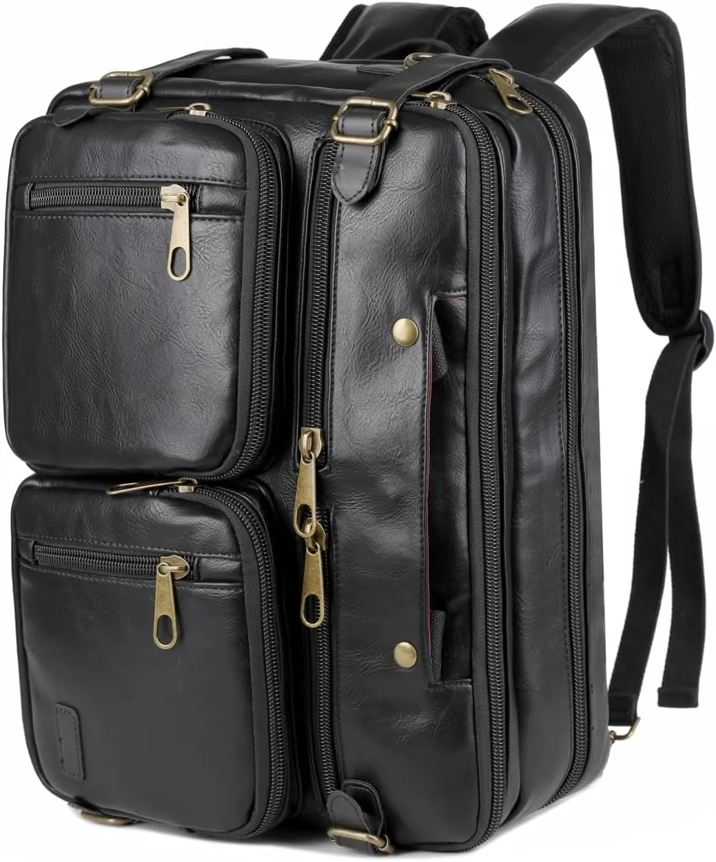 Men Vegan Leather Briefcase Backpack Hybrid 17 Inch Laptop Bag Case Business Messenger bag HB-22