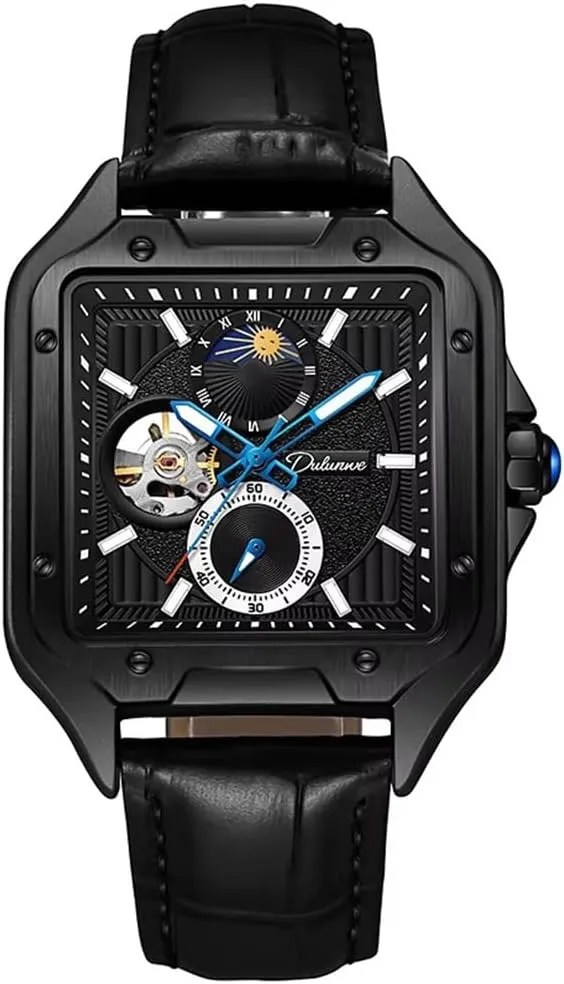 Men Wristwatch Luxury Mechanical Luminous Chronograph Square Watches Man New Sport Waterproof Business Automatic Casual Moon Phase Clock