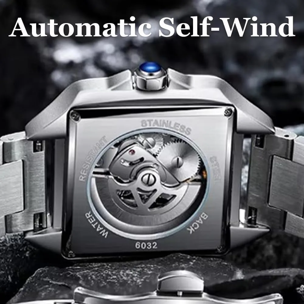 Men Wristwatch Luxury Mechanical Luminous Chronograph Square Watches Man New Sport Waterproof Business Automatic Casual Moon Phase Clock