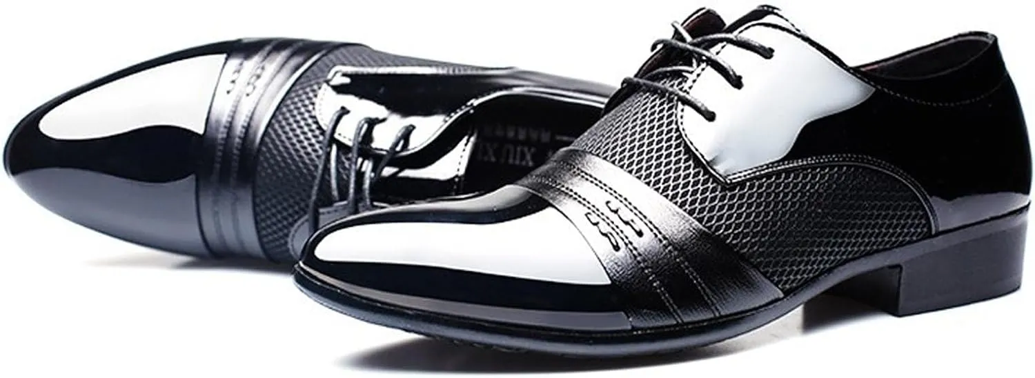 Men's 2024 Dress Shoes Patent Leather Shoes Soft Sole Breathable Mesh Business Casual Oxford