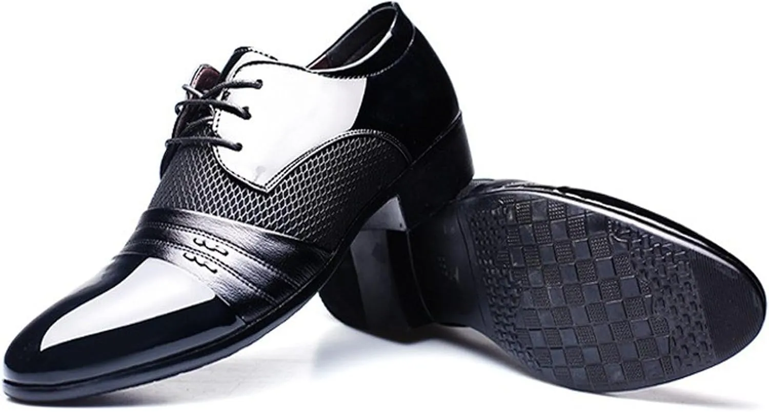 Men's 2024 Dress Shoes Patent Leather Shoes Soft Sole Breathable Mesh Business Casual Oxford