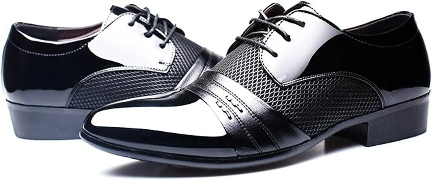 Men's 2024 Dress Shoes Patent Leather Shoes Soft Sole Breathable Mesh Business Casual Oxford