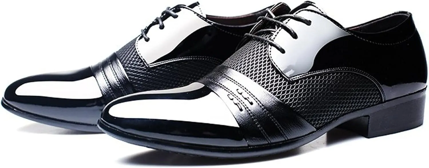 Men's 2024 Dress Shoes Patent Leather Shoes Soft Sole Breathable Mesh Business Casual Oxford