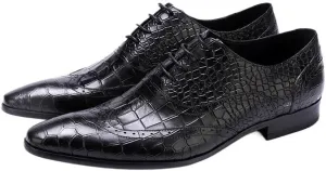 Men's Alligator Crocodile Print Oxfords Fashion Lace Up Dress Shoes Casual Work Office Comfortable Business Shoes