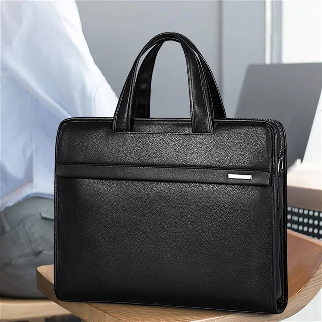 Men's Bag Leather Men's Handbag Cowhide Computer Bag 14 Inch Business Briefcase