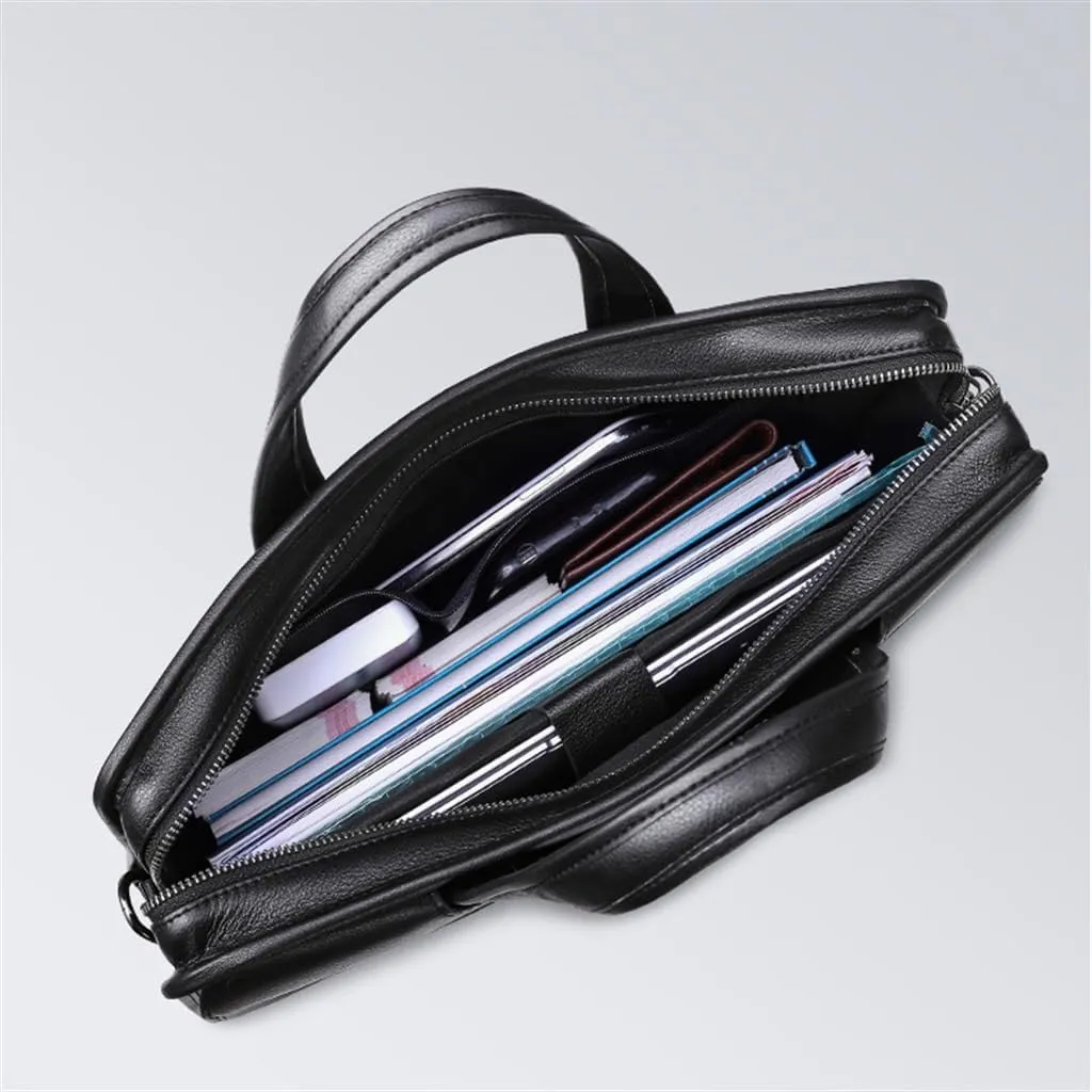 Men's Bag Leather Men's Handbag Cowhide Computer Bag 14 Inch Business Briefcase
