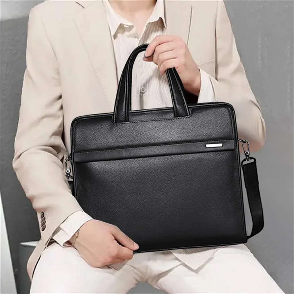 Men's Bag Leather Men's Handbag Cowhide Computer Bag 14 Inch Business Briefcase