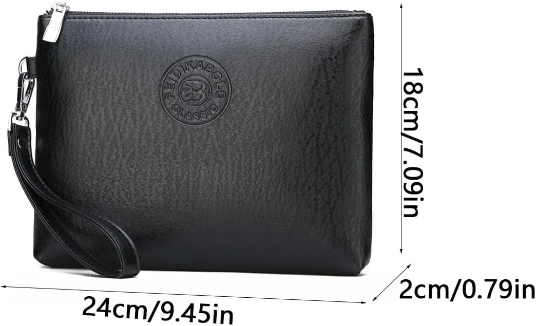 Men's Black Wristlet Envelope Clutch Bag