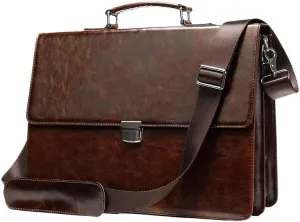 Men's Briefcase Leather Business Bag Casual Shoulder Crossbody Bag Office Workplace