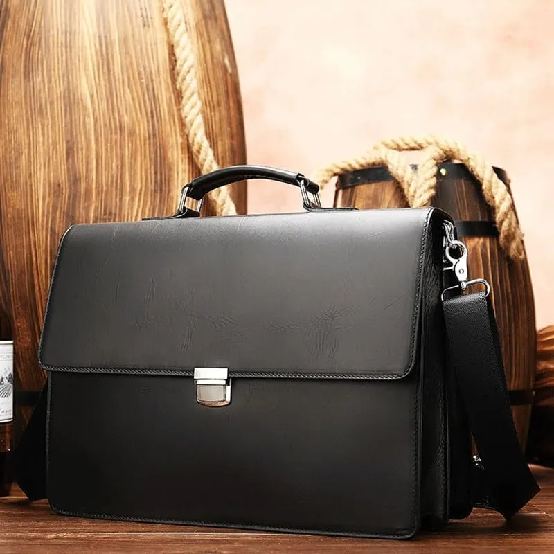 Men's Briefcase Leather Business Bag Casual Shoulder Crossbody Bag Office Workplace