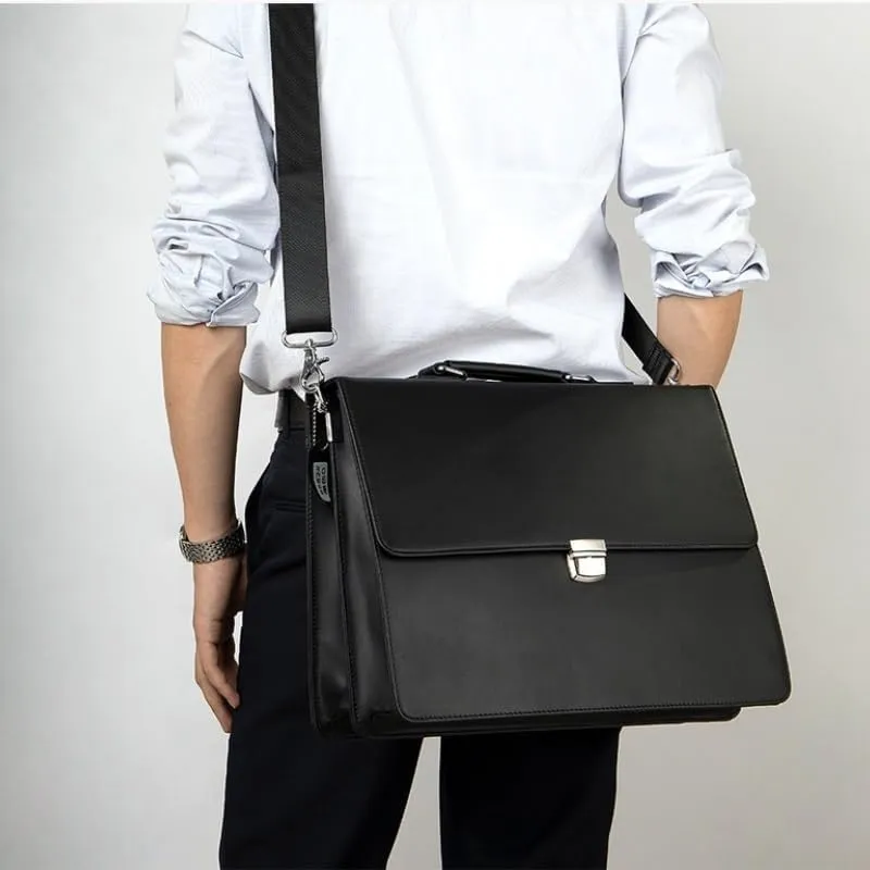 Men's Briefcase Leather Business Bag Casual Shoulder Crossbody Bag Office Workplace