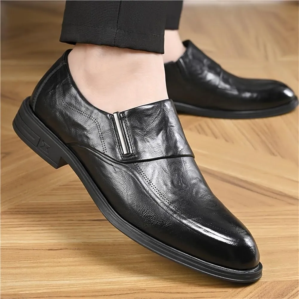 Mens Business Dress Shoes Classic Comfortable Leather British Style Oxfords Daily Casual Slip Resistant
