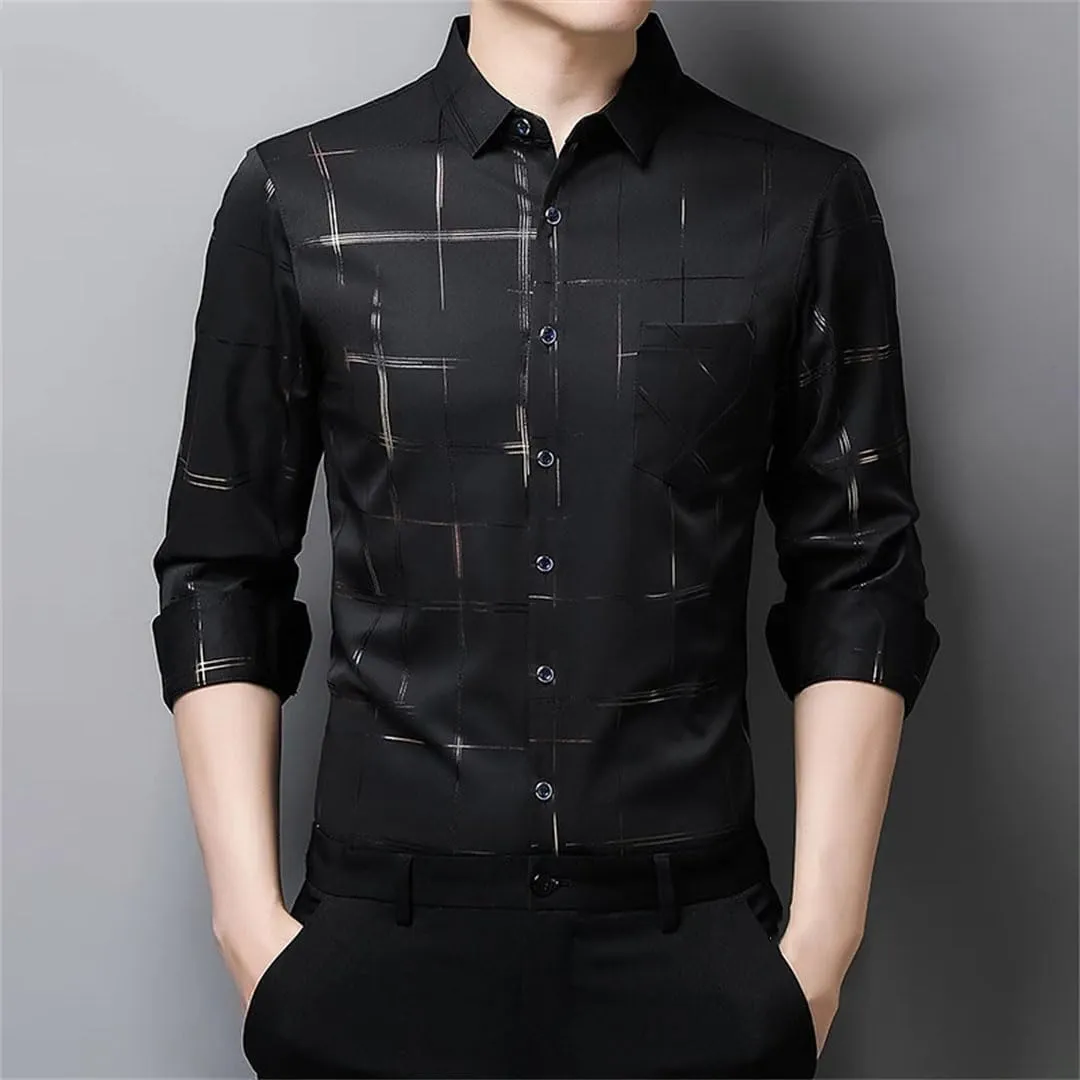 Men's Casual Printed Long Sleeved Lapel Shirt for Spring and Autumn Fashion Comfortable Wrinkle Free Top
