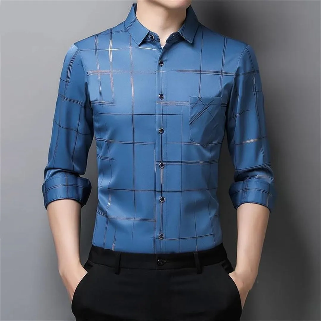 Men's Casual Printed Long Sleeved Lapel Shirt for Spring and Autumn Fashion Comfortable Wrinkle Free Top