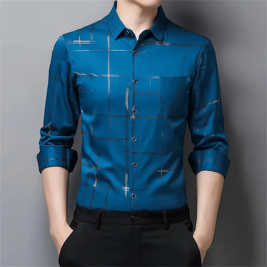 Men's Casual Printed Long Sleeved Lapel Shirt for Spring and Autumn Fashion Comfortable Wrinkle Free Top