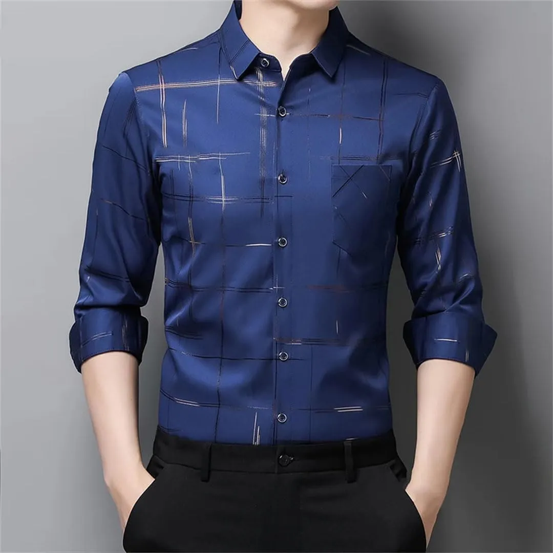 Men's Casual Printed Long Sleeved Lapel Shirt for Spring and Autumn Fashion Comfortable Wrinkle Free Top
