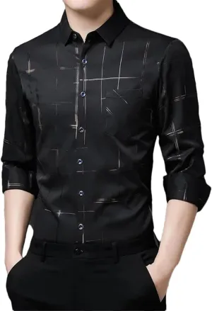 Men's Casual Printed Long Sleeved Lapel Shirt for Spring and Autumn Fashion Comfortable Wrinkle Free Top
