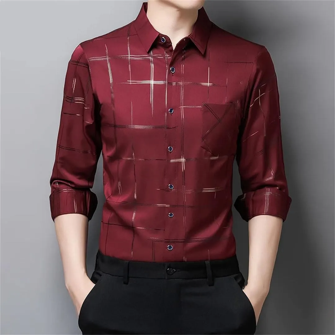 Men's Casual Printed Long Sleeved Lapel Shirt for Spring and Autumn Fashion Comfortable Wrinkle Free Top