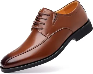Men's Classic Derby Oxford Dress Shoes, Leather Lace-up (Brown, Adult, Men, 9.5, Digital, US Shoe System, M (Medium))