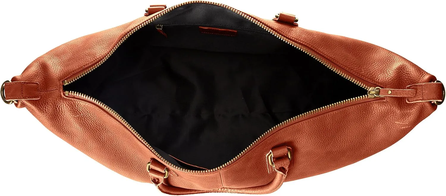 Men's Classic Leather Weekender Bag, Tan, One Size