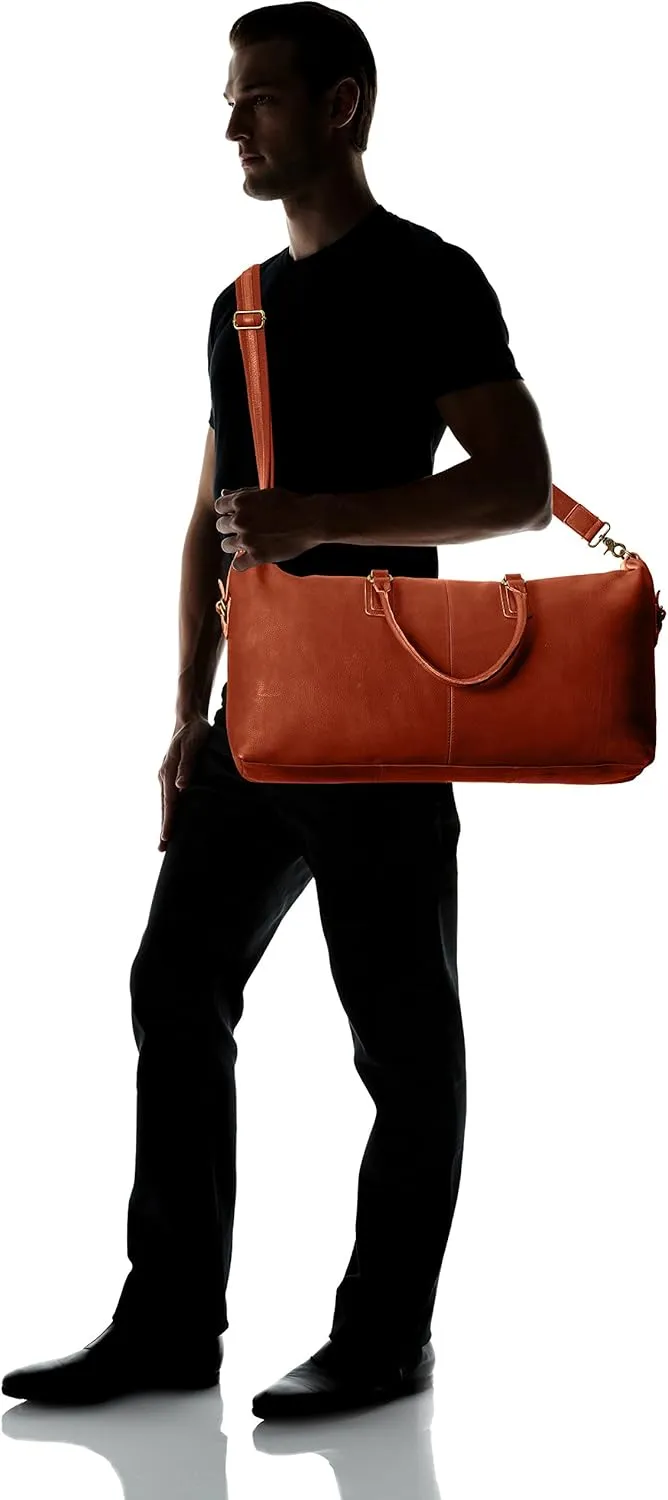Men's Classic Leather Weekender Bag, Tan, One Size