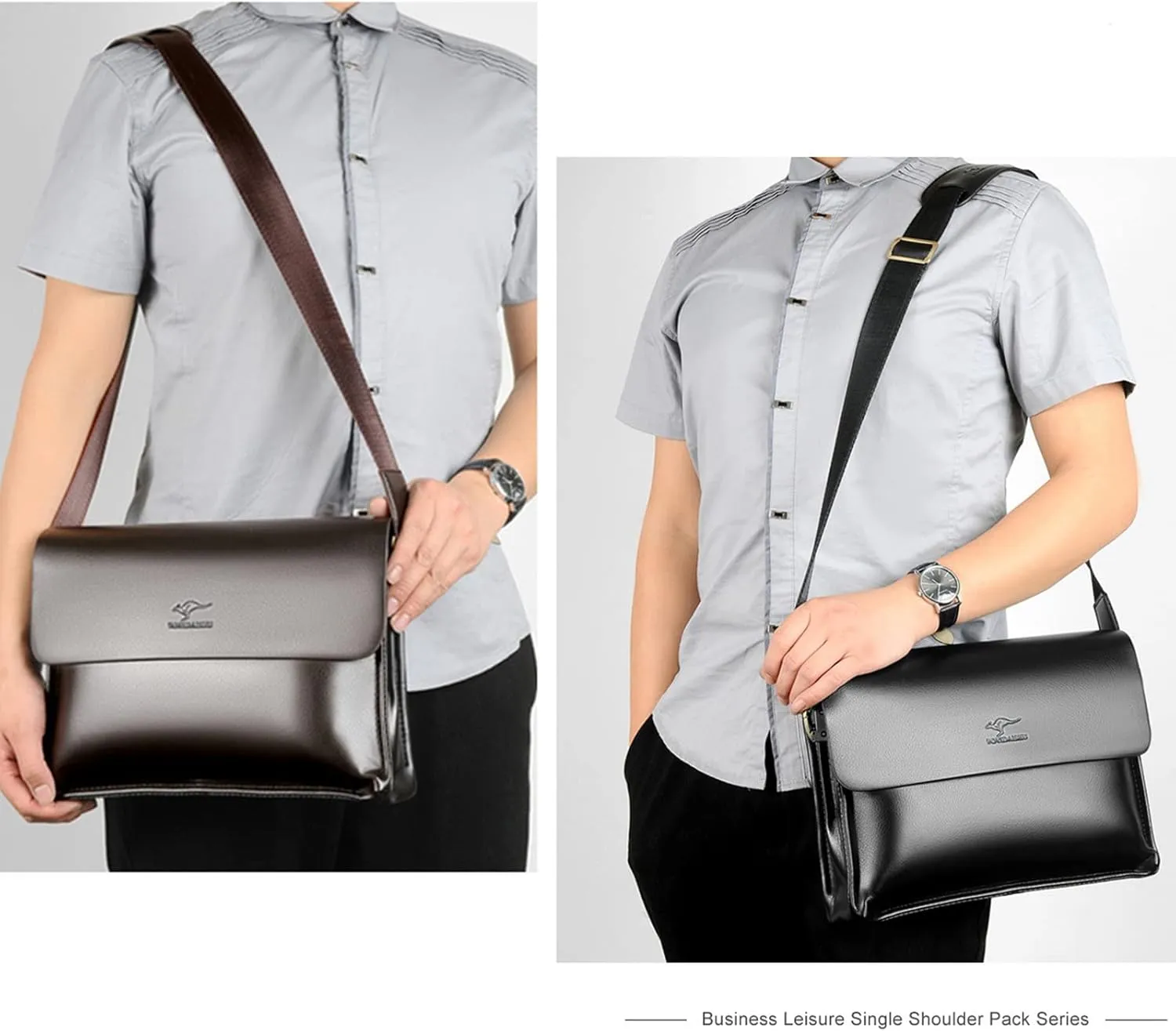 Mens Crossbody Bag, Leather Messenger Shoulder Bag for Women Men Purse Travel Work Business