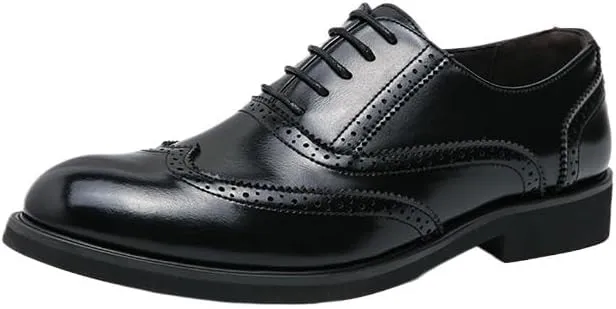 Men's Dress Formal Shoes Lace Up Business Round Toe Burnished Leather Classic Business Party Wedding Anti-Slip Non Slip Rubber Sole Block Heel Low Top Casual