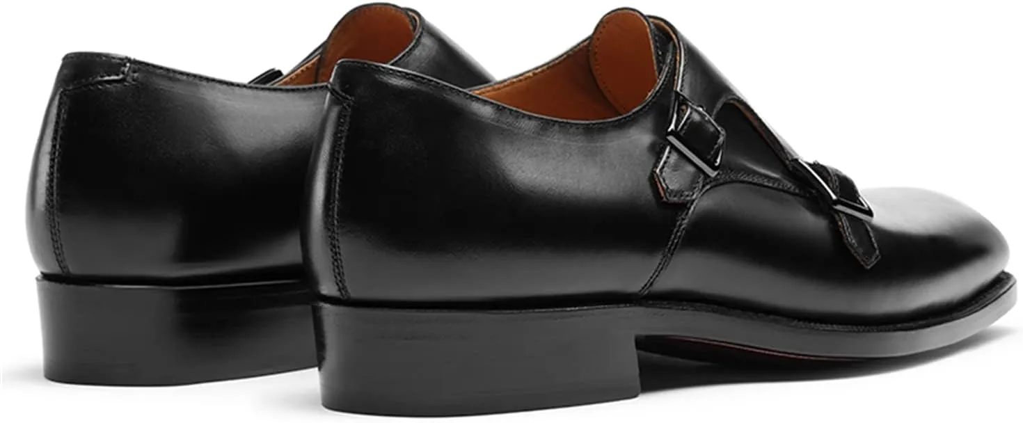 Men’s Dress Shoes Monk Strap Medallion Calf Leather for Business,Casual