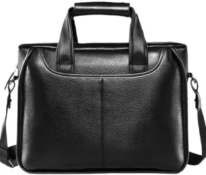 Men's Genuine Leather Crossbody Bag Shoulder Bag Business Handbag Office Workplace(Black)
