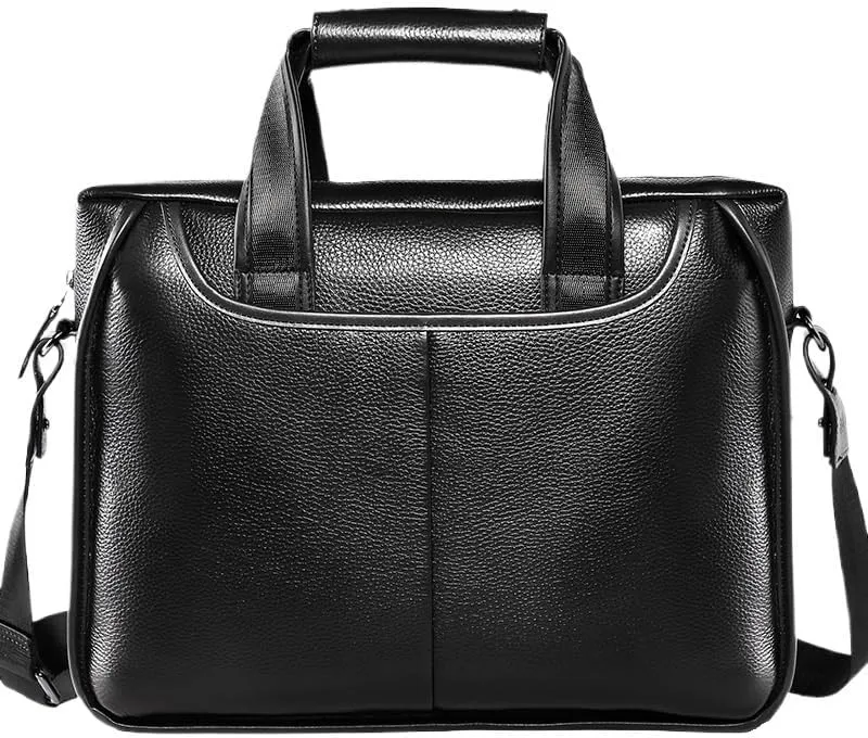 Men's Genuine Leather Crossbody Bag Shoulder Bag Business Handbag Office Workplace(Black)