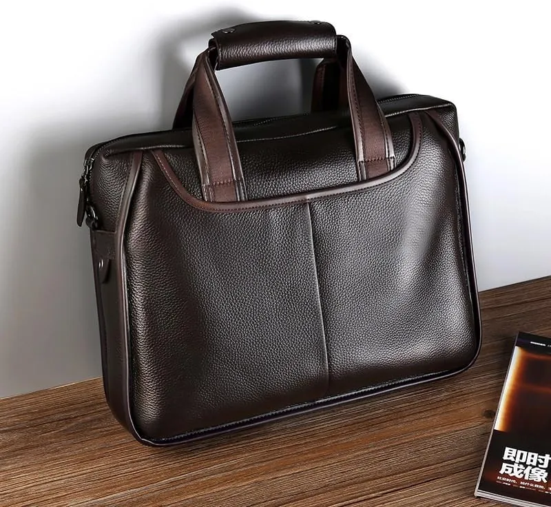 Men's Genuine Leather Crossbody Bag Shoulder Bag Business Handbag Office Workplace(Black)