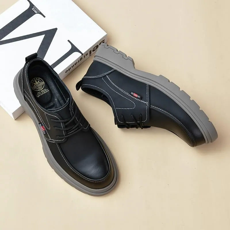 Men's Genuine Leather Low Oxford Brogue Business Shoes Retro Comfortable Business Non-Slip Softsole Walking Dress Shoes