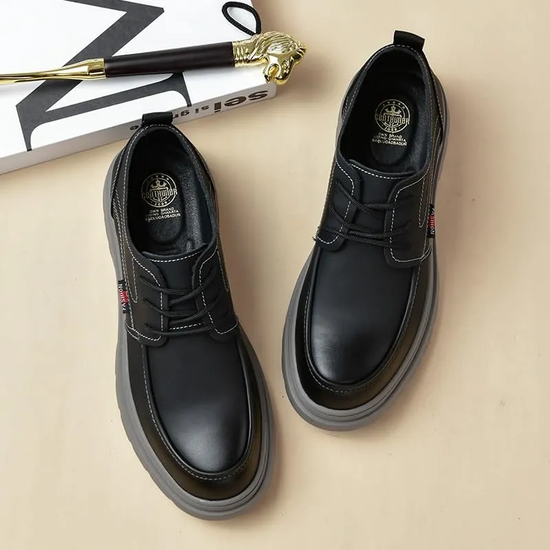 Men's Genuine Leather Low Oxford Brogue Business Shoes Retro Comfortable Business Non-Slip Softsole Walking Dress Shoes