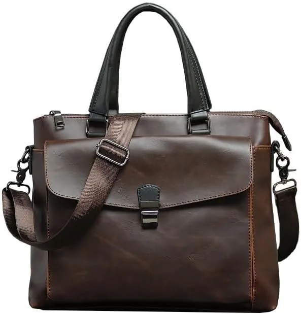 Men's Handbag Leather Briefcase Business Travel Shoulder Bag Office Workplace