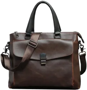 Men's Handbag Leather Briefcase Business Travel Shoulder Bag Office Workplace