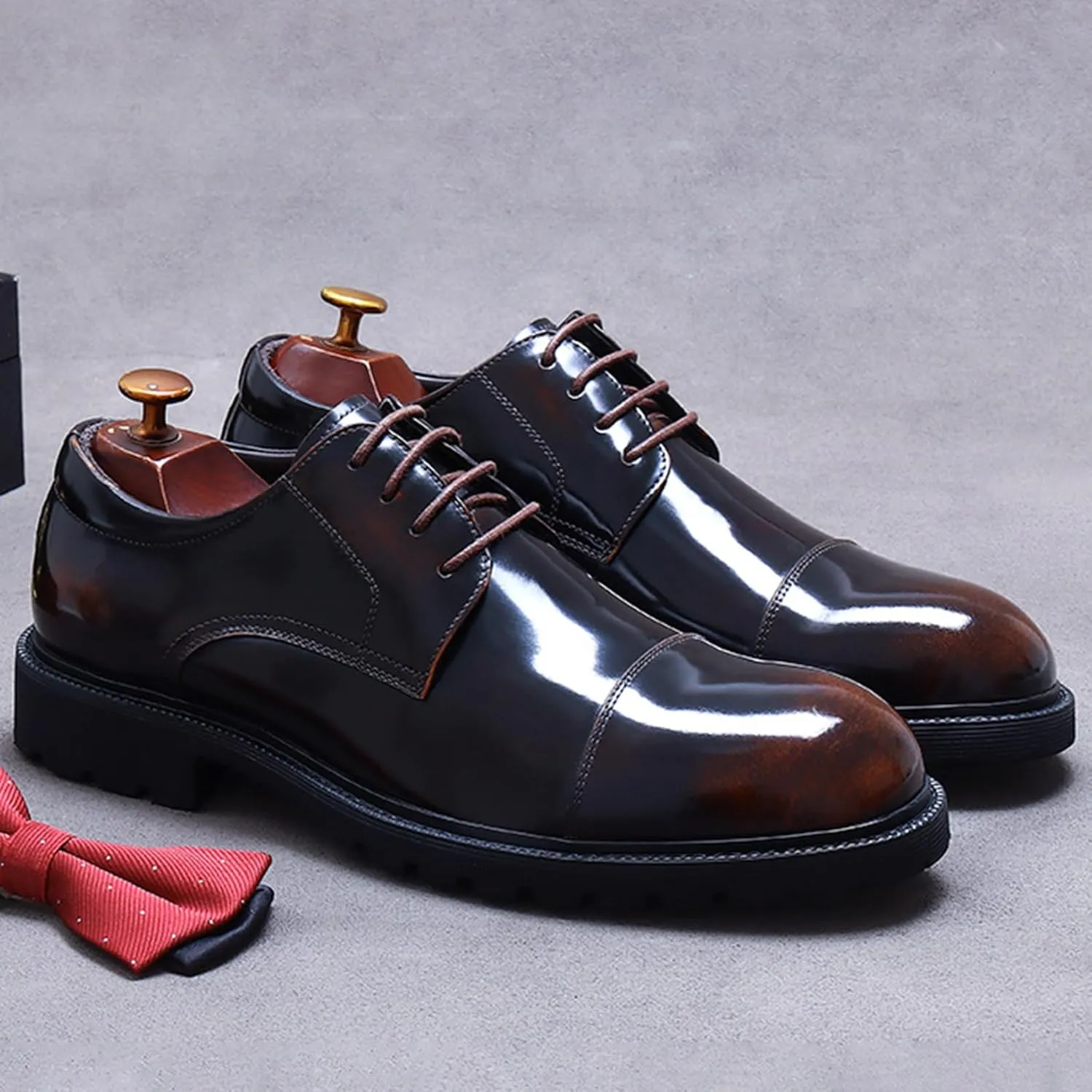 Men's Lace Up Derbys, Genuine Leather School Uniform Shoe Smart Office Work Formal Shoes for Male
